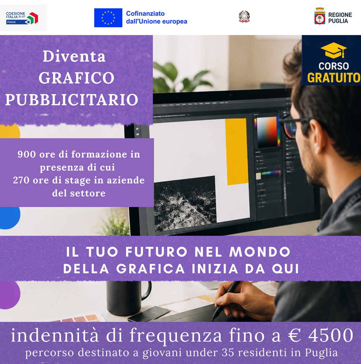 Corso gratuito come Grafico pubblicitario - Regione Puglia