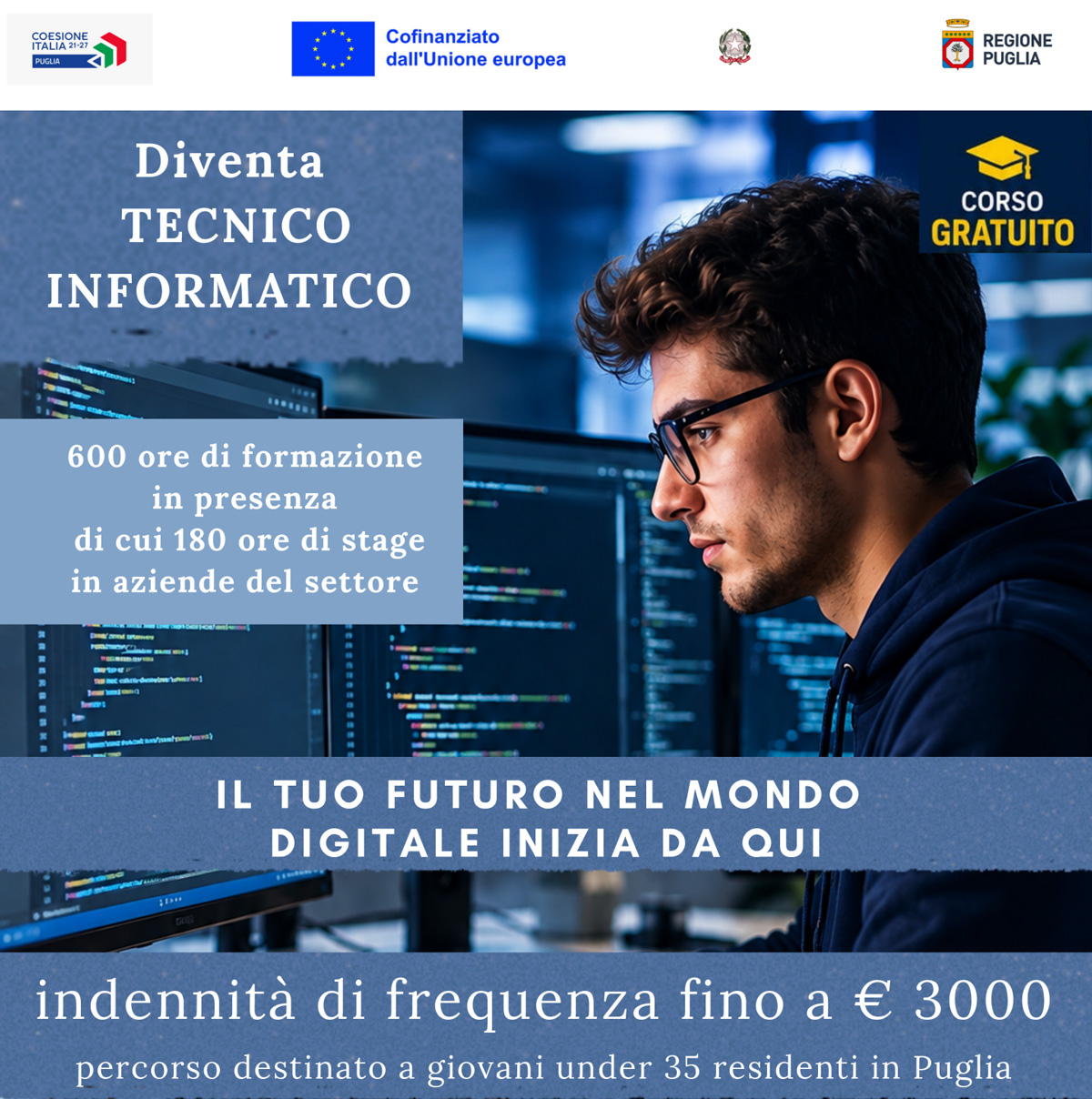 Corso gratuito come Tecnico Informatico Regione Puglia